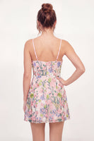Laden Sie das Bild in den Galerie-Viewer, Tüll-Blumen-A-Linie besticktes rosa Mini-Homecoming-Kleid
