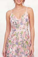 Laden Sie das Bild in den Galerie-Viewer, Tüll-Blumen-A-Linie besticktes rosa Mini-Homecoming-Kleid