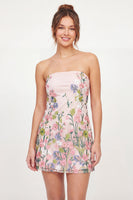 Laden Sie das Bild in den Galerie-Viewer, Tüll-trägerloses, florales Bodycon besticktes rosa Mini-Homecoming-Kleid