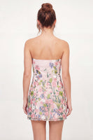 Laden Sie das Bild in den Galerie-Viewer, Tüll-trägerloses, florales Bodycon besticktes rosa Mini-Homecoming-Kleid