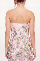 Laden Sie das Bild in den Galerie-Viewer, Tüll-trägerloses, florales Bodycon besticktes rosa Mini-Homecoming-Kleid