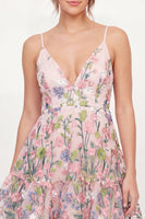 Laden Sie das Bild in den Galerie-Viewer, Blumiges Tüll-A-Linien-besticktes pinkes Mini-Homecoming-Kleid