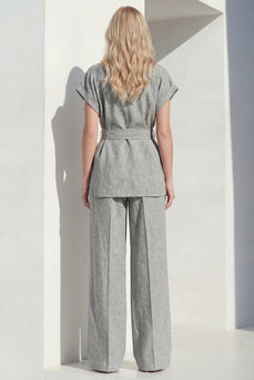 Grey Peak Revers zweiteilige Damenanzüge mit Gürtel