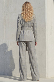 Grey Peak Revers zweiteilige Damenanzüge mit Gürtel