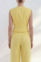 Laden Sie das Bild in den Galerie-Viewer, 2-teilige Yellow Butter Shawl Revers Doppelreihige Businessanzüge mit Taschen