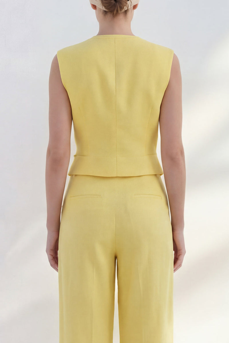 Laden Sie das Bild in den Galerie-Viewer, 2-teilige Yellow Butter Shawl Revers Doppelreihige Businessanzüge mit Taschen