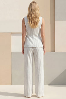 Weiße Schal-Revers gestreifte, breitbeine, zweiteilige Businessanzüge mit Schärpe