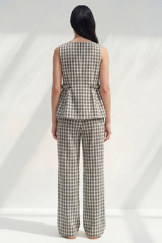 2-teilige schwarz-weiße Bootsausschnitte mit Rüschen und gestreiften Slim-Fit-Businessanzügen