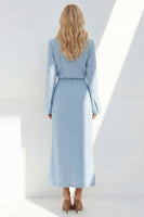 Laden Sie das Bild in den Galerie-Viewer, Zweiteiliges Business-Kleid mit blauer Kerbe-Revers