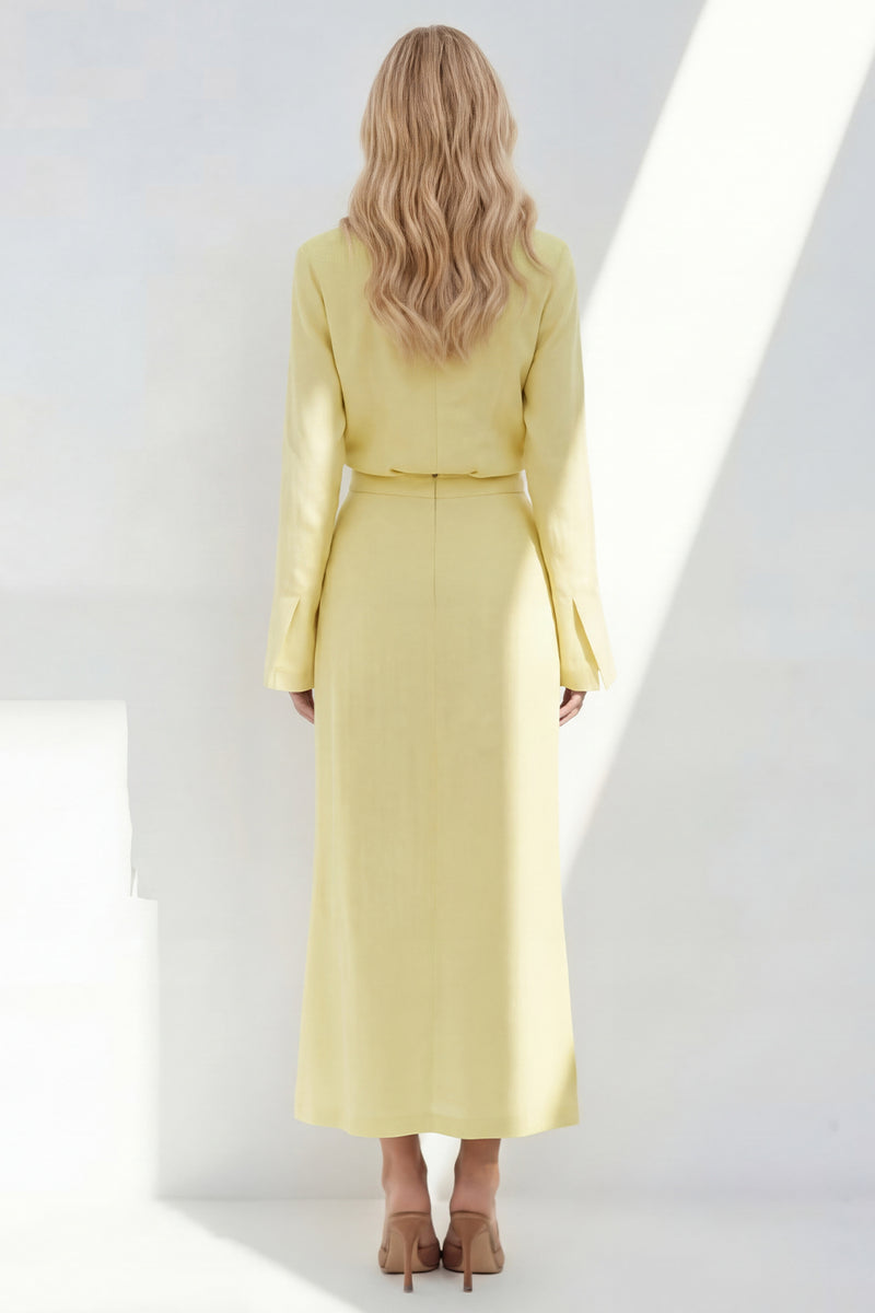 Laden Sie das Bild in den Galerie-Viewer, Zweiteiliges Business-Kleid mit blauer Kerbe-Revers