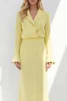 Laden Sie das Bild in den Galerie-Viewer, Zweiteiliges Business-Kleid mit blauer Kerbe-Revers