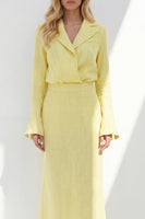 Laden Sie das Bild in den Galerie-Viewer, Zweiteiliges Business-Kleid mit blauer Kerbe-Revers