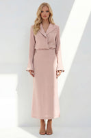 Laden Sie das Bild in den Galerie-Viewer, Zweiteiliges Business-Kleid mit blauer Kerbe-Revers