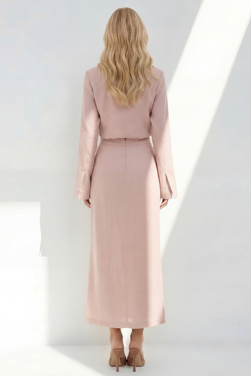 Laden Sie das Bild in den Galerie-Viewer, Zweiteiliges Business-Kleid mit blauer Kerbe-Revers