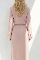 Laden Sie das Bild in den Galerie-Viewer, Zweiteiliges Business-Kleid mit blauer Kerbe-Revers