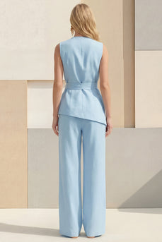 Hellgelbe Schal Revers zweiteilige Businessanzüge mit Schärpe