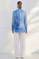 Laden Sie das Bild in den Galerie-Viewer, Blauer Revers einreihiger Slim Fit Damenanzug