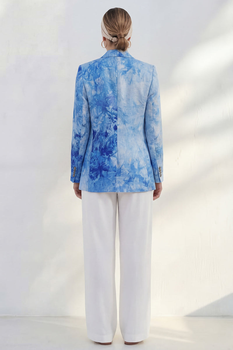 Laden Sie das Bild in den Galerie-Viewer, Blauer Revers einreihiger Slim Fit Damenanzug