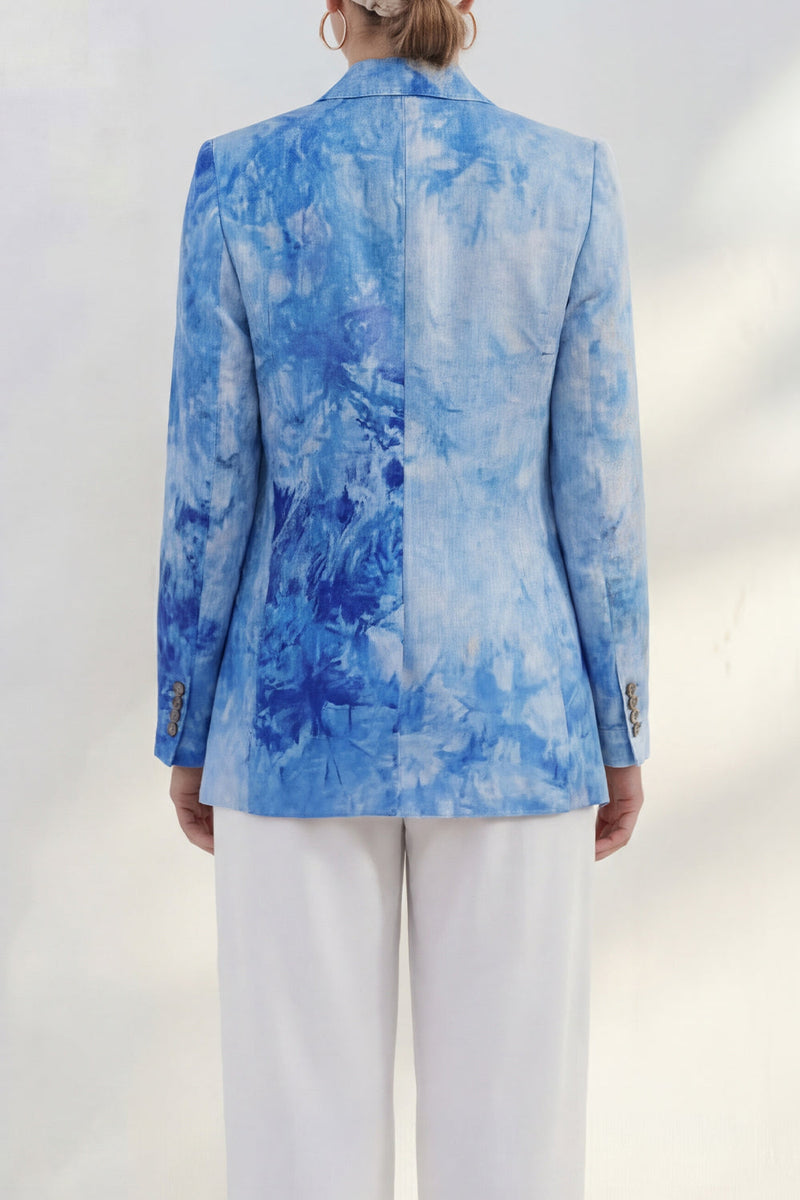 Laden Sie das Bild in den Galerie-Viewer, Blauer Revers einreihiger Slim Fit Damenanzug