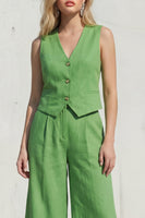 Laden Sie das Bild in den Galerie-Viewer, Grüne V-Ausschnitt einreihige Slim Fit Midi-Damenanzüge
