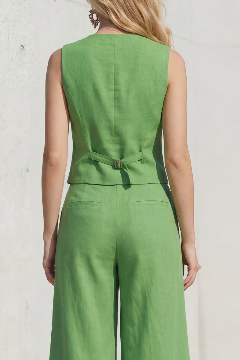 Laden Sie das Bild in den Galerie-Viewer, Grüne V-Ausschnitt einreihige Slim Fit Midi-Damenanzüge