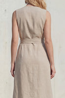 Laden Sie das Bild in den Galerie-Viewer, Khaki V-Ausschnitt Bodycon Midi-Schlitz Damenanzug mit Gürtel