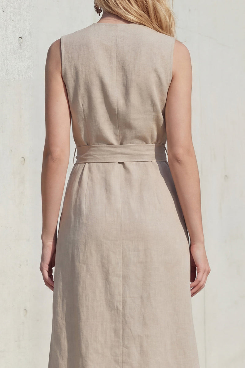 Laden Sie das Bild in den Galerie-Viewer, Khaki V-Ausschnitt Bodycon Midi-Schlitz Damenanzug mit Gürtel