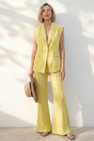 Laden Sie das Bild in den Galerie-Viewer, Gelber Schal, Revers mit einem Knopf, Slim Fit, langer Damenanzug