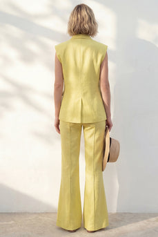 Gelber Schal, Revers mit einem Knopf, Slim Fit, langer Damenanzug