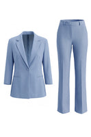 Laden Sie das Bild in den Galerie-Viewer, Staubiger blauer Notched Revers mit einem Knopf Slim Fit langer Frauenanzug