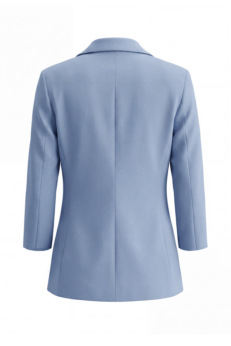 Laden Sie das Bild in den Galerie-Viewer, Staubiger blauer Notched Revers mit einem Knopf Slim Fit langer Frauenanzug