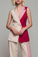 Laden Sie das Bild in den Galerie-Viewer, Notched Lapel ColorBlock Light Khaki 2-teilige Damenanzüge