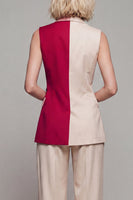 Laden Sie das Bild in den Galerie-Viewer, Notched Lapel ColorBlock Light Khaki 2-teilige Damenanzüge