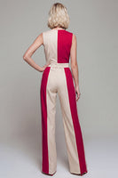 Laden Sie das Bild in den Galerie-Viewer, V-Ausschnitt ColorBlock Light Khaki Damen-Overalls