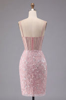 Laden Sie das Bild in den Galerie-Viewer, Glitzerndes dunkelgrünes Blumenkorsett Bodycon Pailletten Kurzes Homecoming-Kleid