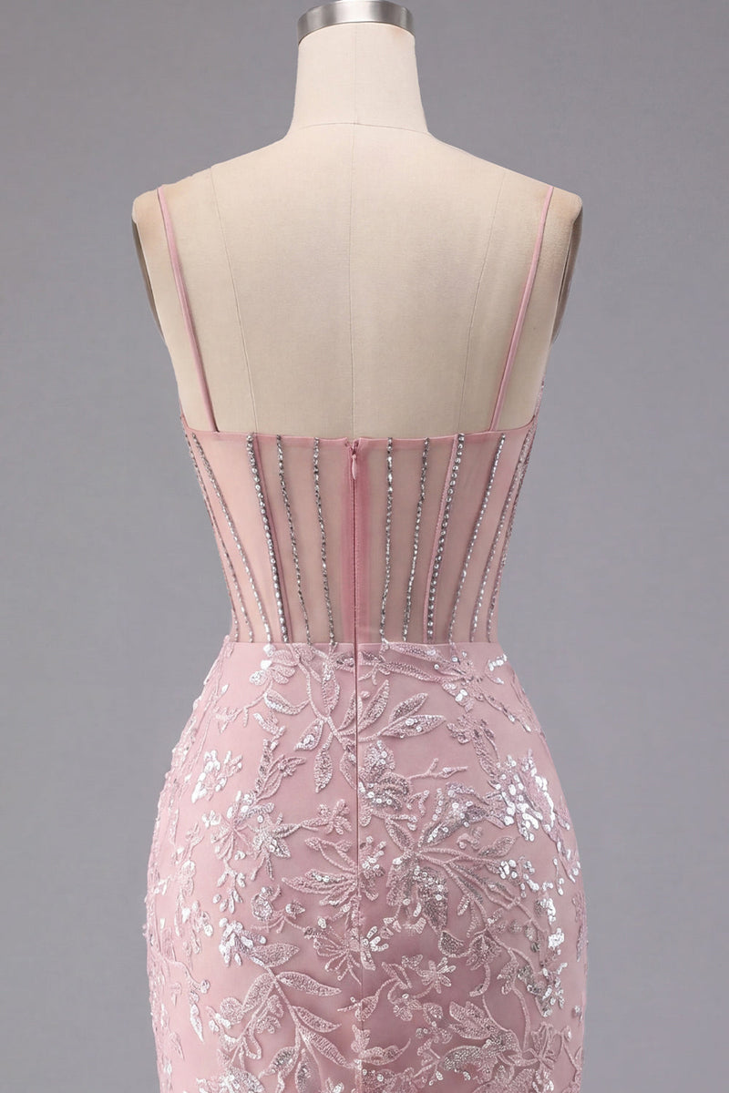 Laden Sie das Bild in den Galerie-Viewer, Glitzerndes dunkelgrünes Blumenkorsett Bodycon Pailletten Kurzes Homecoming-Kleid