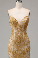 Laden Sie das Bild in den Galerie-Viewer, Glitzerndes goldenes Bodycon-Sweetheart-Pailletten-Mini-Homecoming-Kleid