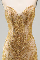 Laden Sie das Bild in den Galerie-Viewer, Glitzerndes goldenes Bodycon-Sweetheart-Pailletten-Mini-Homecoming-Kleid