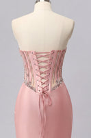 Laden Sie das Bild in den Galerie-Viewer, Satin Blush Sweetheart Bodycon Korsett mit gerafftem Homecoming-Kleid mit Strasssteinen