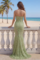 Laden Sie das Bild in den Galerie-Viewer, Spitzen-Salbei-Grüne Meerjungfrau-Sweetheart-Korsett Langes Abschlussballkleid