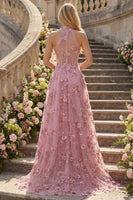 Laden Sie das Bild in den Galerie-Viewer, Taro A-Line Neckholder-Korsett, Langball-Kleid mit appliquierten 3D-Blumen