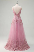 Laden Sie das Bild in den Galerie-Viewer, Taro A-Line Spaghetti-Träger Langball-Kleid mit appliquierten 3D-Blumen