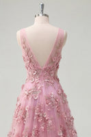 Laden Sie das Bild in den Galerie-Viewer, Perlenverziertes V-Line-Taro-Langball-Kleid mit Applikierten 3D-Blumen