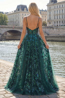 Laden Sie das Bild in den Galerie-Viewer, Glitzerndes dunkelgrünes Korsett, Tüll, hohe, niedrige Pailletten-Abschlussballkleid