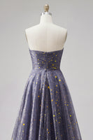 Laden Sie das Bild in den Galerie-Viewer, Celestial Midnight Enchanting Stary A-Line Sweetheart Langballkleid mit Schleife