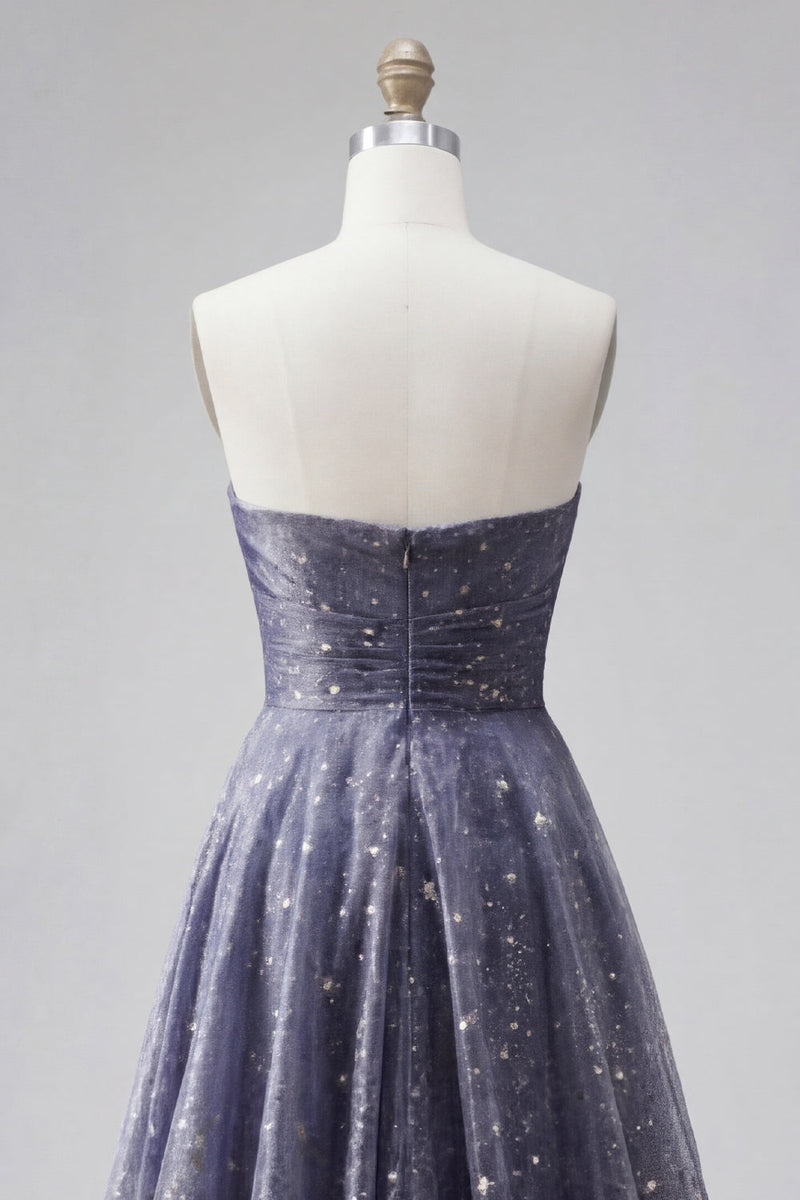 Laden Sie das Bild in den Galerie-Viewer, Celestial Midnight Enchanting Stary A-Line Sweetheart Langballkleid mit Schleife