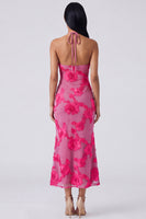 Laden Sie das Bild in den Galerie-Viewer, Salbei-Neckholderhals-Meerjungfrauen-Midi-Kleid mit Blumenstickerei