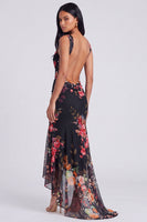 Laden Sie das Bild in den Galerie-Viewer, Elfenbein-Quadrathals Blumen-Meerjungfrauen-Maxikleid