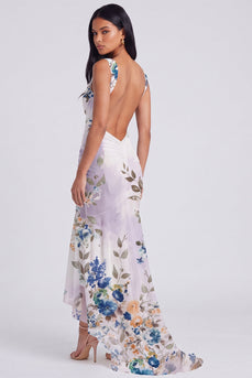 Elfenbein-Quadrathals Blumen-Meerjungfrauen-Maxikleid