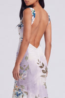 Laden Sie das Bild in den Galerie-Viewer, Elfenbein-Quadrathals Blumen-Meerjungfrauen-Maxikleid